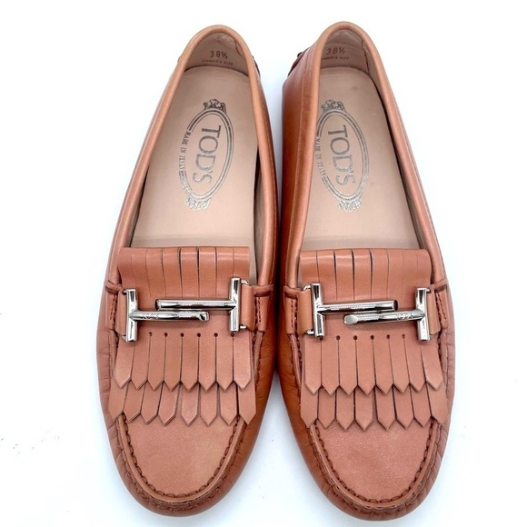 Tod’s Blush Pink/ Aurora double T Gommini leather loafers 38.5 - Picture 1 of 10